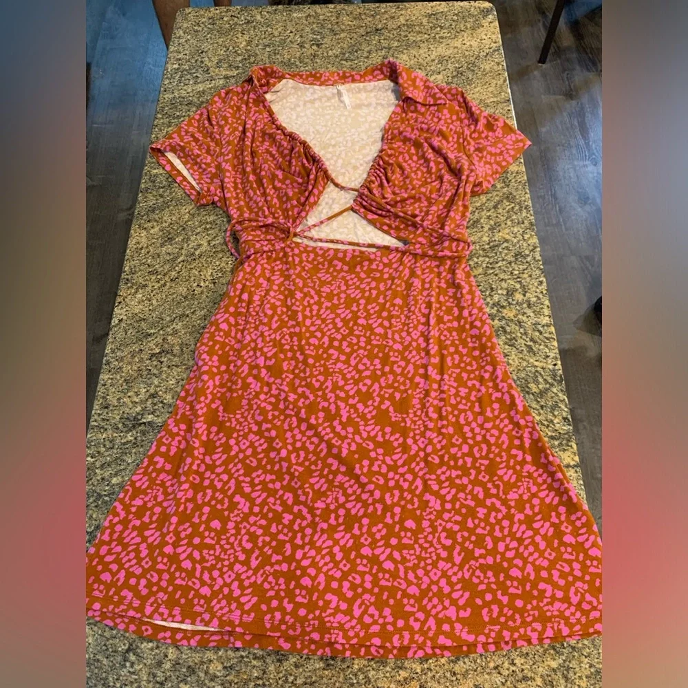 Free People Marsaille Mini Dress in Rust combo size XL - Picture 2 of 10